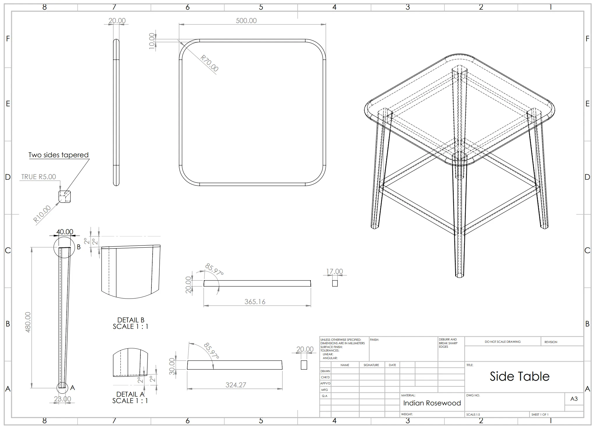 table technical drawing technical drawing of table