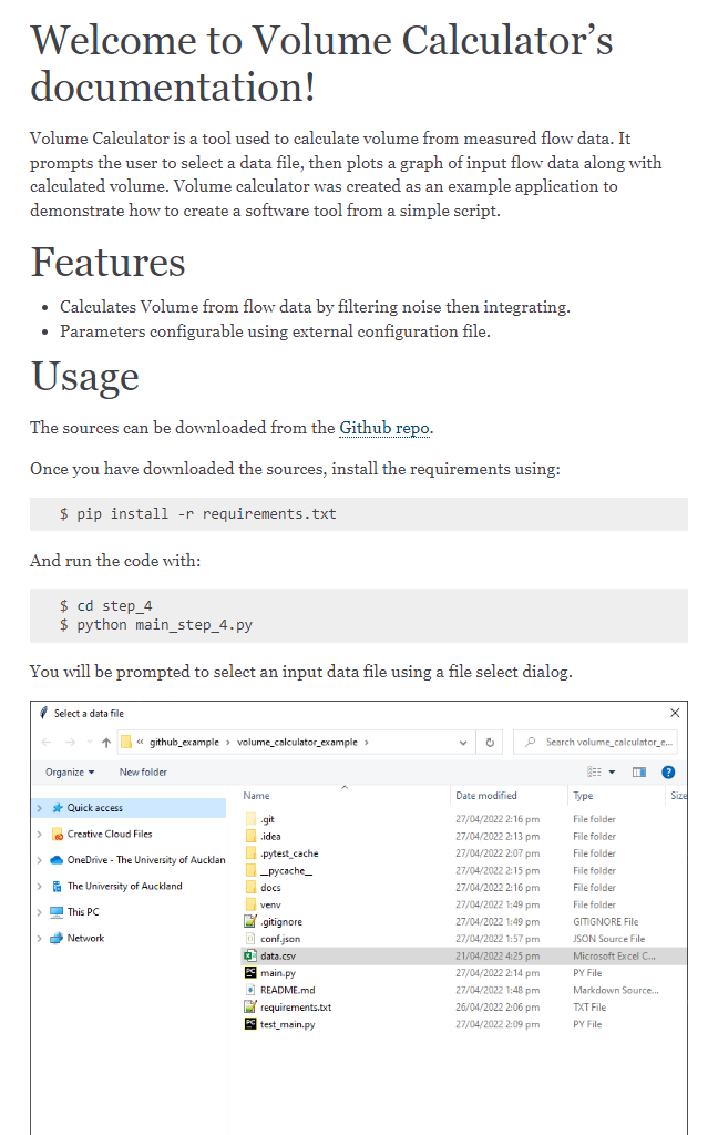 volume calculator documentation